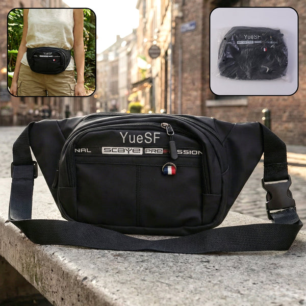 Stylish Multi-Pocket Black Waist Bag / Fanny Pack (1 Pc / Mix Design)