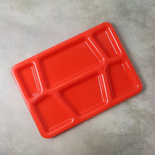 Plastic Multi-Compartment Rectangular Meal Serving Tray / Plate (1 Pc / Red)