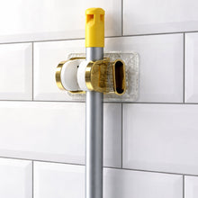 Wall mount mop and broom organizer