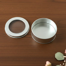Round Metal Storage Tin Box with Transparent Window Lid (1 Pc, 9.5 x 9.5 Cm)