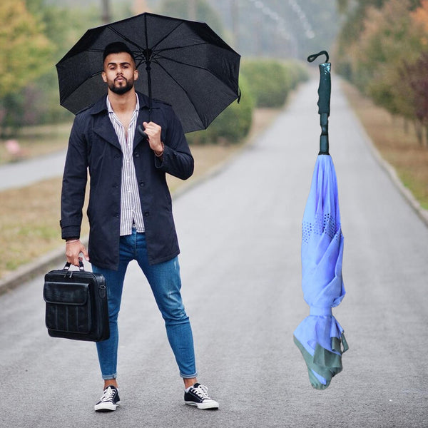Windproof Compact Travel Umbrella – Reverse Folding Design (1 Pc)