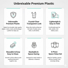 Apex Clear Plastic Tumbler / Glass Set – 6-Piece Unbreakable