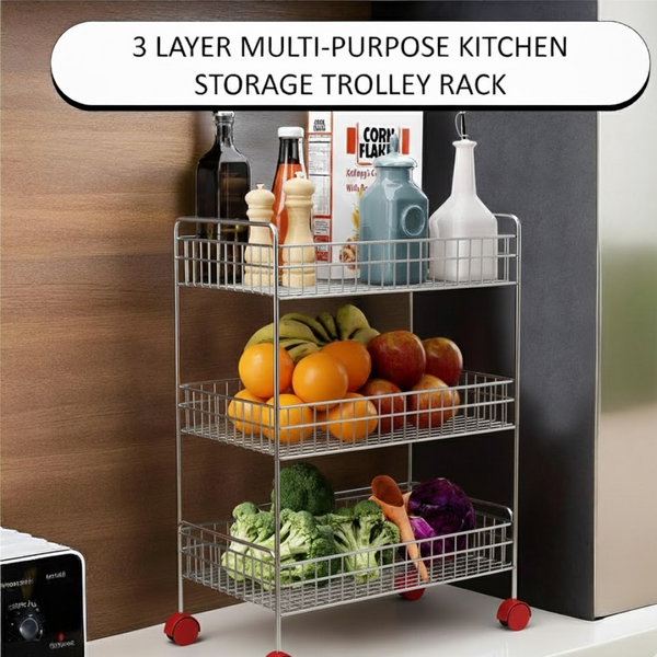 3-Tier Stainless Steel Kitchen Trolley