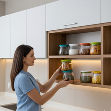 Matka Shaped Jar with Air Tight & Leak Proof Lid (Multicolour) (Set of 6) (900Ml)