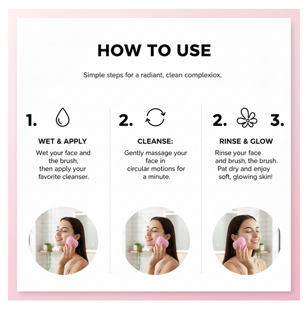 Heart-Shaped Silicone Face Wash Brush – Facial Cleansing Scrubber for Women