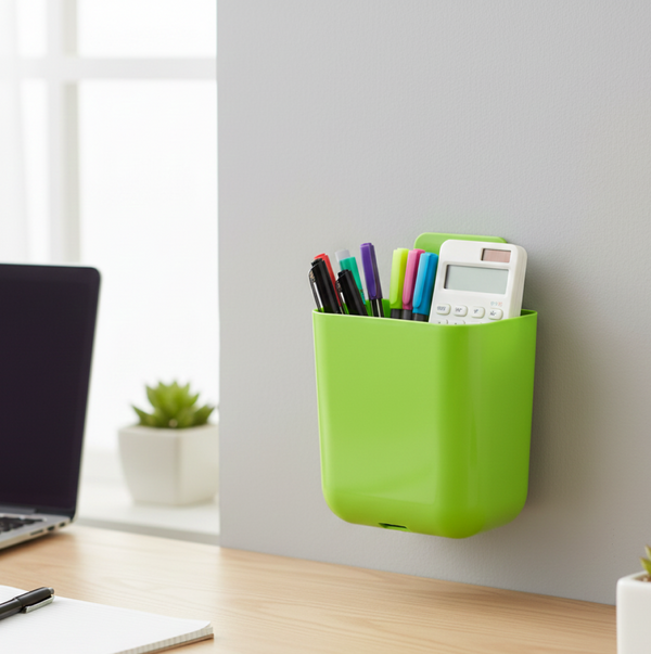 2-Section Multipurpose Wall Holder – Mobile, Remote & Makeup Brush Storage (1 Pc)