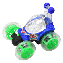 Rechargeable 360 degree stunt rolling remote control car with colourful 3d lights and music for kids