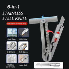 6 in 1 Stainless Steel Utility Knife for Camping
