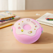 Donut Shaped Double Insulated 3 Compartment Lunch Box (1 Pc / Mix Color)
