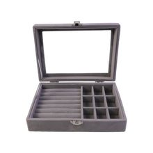 Velvet jewellery box with transparent lid top view India