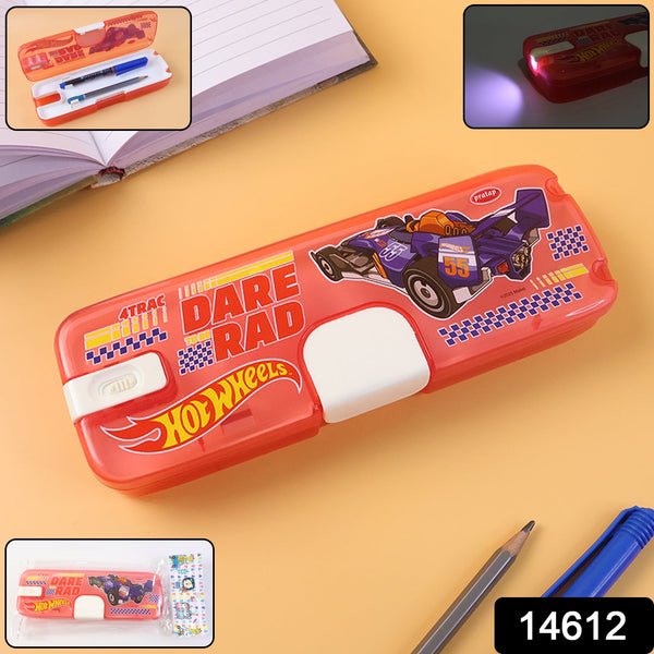 Plastic Pencil Box with LED Light & Cartoon Print (1 Pc)